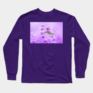 Anna's Hummingbird at Lavender Sprig Long Sleeve T-Shirt